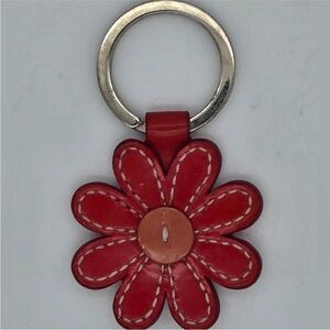 Coach Vintage Red Leather Daisy Purse Charm Keychain